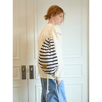 Striped Knit Drawstring Bag