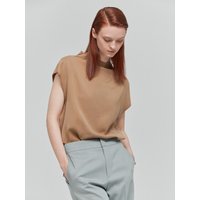 High Neck Cupro Top (Beige)