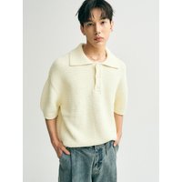 Oversized Heavy Polo Half Knit Top