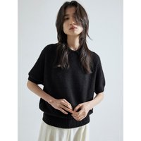 Stripe Raglan Polo Knit Top