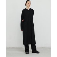 BELTED LOOSE HOOD DRESS _ BLACK