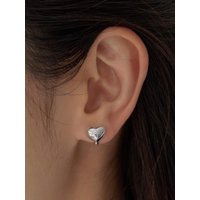 (Silver 925) Lovely Heart Hoop Earring