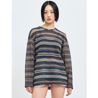 Oversized Craft Knitted Pullover Top _ Blue