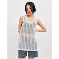 Oversized Craft Knitted Sleeveless Top _ White