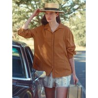 Bruni Notched Collar Lace Blouse
