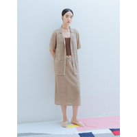 Linen Blended Crochet Mid Skirt