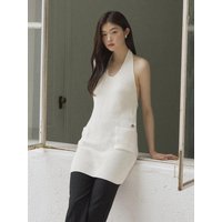 Silver AD charm halter neck mini dress