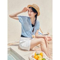 Mesh Ribbon Wrap Cardigan