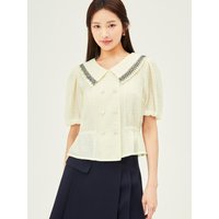 Smoking Wide Collar Crop Blouse