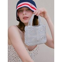 Lily Metallic Crochet Mini Tote Bag _ Silver