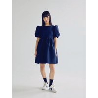 PUFF SLEEVE MINI DRESS _ NAVY