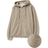 Beige Oversized Fit Knitted Zip Up Hoodie