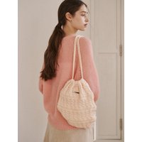 mohair cable knit backpack-cream