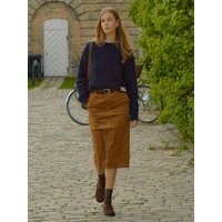 Randers Pencil Corduroy Skirt (Camel / Navy)