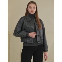 Eco-leather Short Jumper Dark Gray