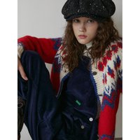 Boucle Nordic Cardigan (Red)