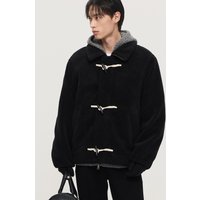 Black Oversized Fit Heavy Fleece Duffled Jumper