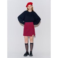 Brushed Slit Mini Skirt Red Check