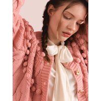 wool pompom knit cardigan