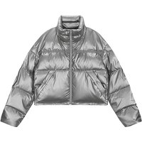 LOGO TAPING PUFFER DOWN JUMPER FOR WOMEN IN SILVER