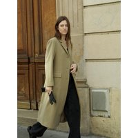 Wool cashmere tailored long coat / Beige