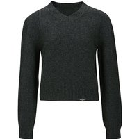 V NECK KNITTED TOP (MELANGE GREY)