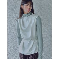 DRAPED SATIN SLEEVELESS TOP /beige