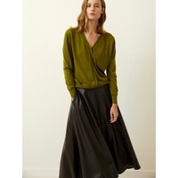 Gold Point A-line Leather Skirt Dark Brown