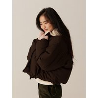 Fluffy down down padded coat - brown