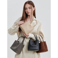 Leather Puffy Crossbody Tote Bag