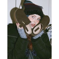 Cowhide Suede Winter Fur Mule Slippers (UA9083)