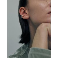925 Silver Interconnected Ring Ear Cuff