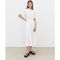 Striped Cotton-Rayon Belted Midi Dress