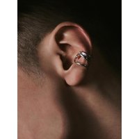925 Silver 14k Gold Combo Ear Cuff (244)