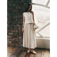 V-neck Elastic Waist Vest Top Skirt Set