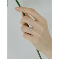 Sterling Silver Pearl Leaf Ring