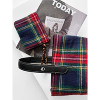 Holiday Tartan Check Leather Bucket Shoulder Bag