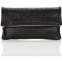 Black Embossed Leather Clutch Bag