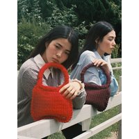 Wool Rainbow Handcrafted Knit Tote Bag