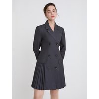 Stripe Pattern Pleats Dress (Grey) (YS25D219)