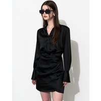 Draped Satin Wrap Mini Dress
