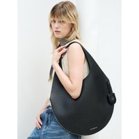 Muse Fan-Shape Leather Shoulder Bag