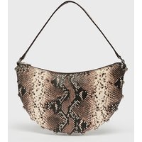 Half Moon Stud Embossed Texture Shoulder Bag