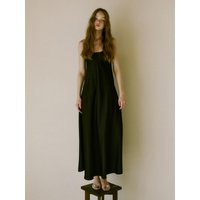 Silky U-Neck Maxi Dress (Black)