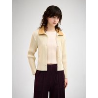 Leather Contrast Collar Crop Blazer (LPJKS025005)