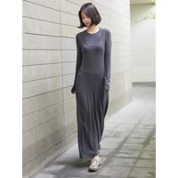 Long-sleeve Round Setup Maxi Dress