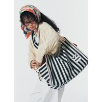 Marine Stripe Dot Tote Bag (Navy) (EZS2AB01NV)