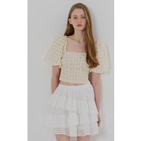 BALLOON SLEEVE SMOCK BLOUSE