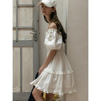 Puff Sleeve Shirring Dress