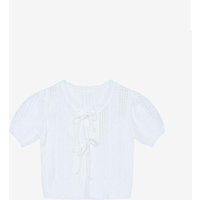 Scallop Ribbon Short Sleeve Cardigan (TKCCE2988)